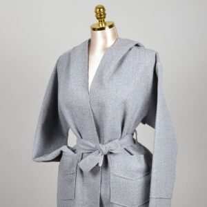 كارديجان طويل بحزام وقبعة (هودي) بتصميم أنيق